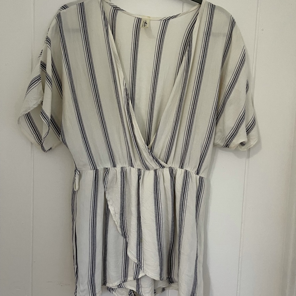 Mahina white and blue stripped romper